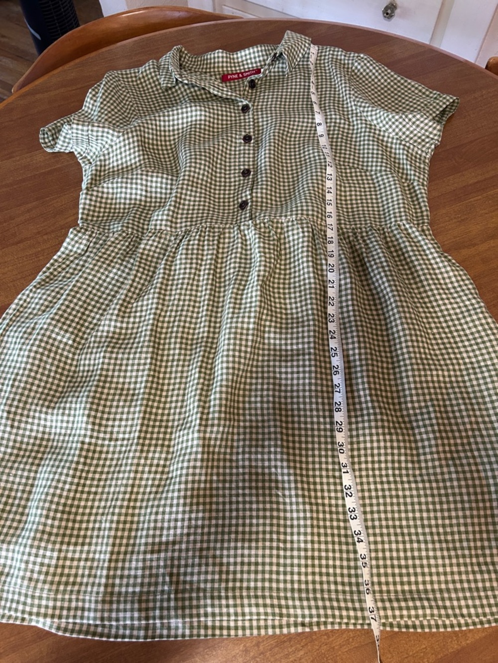 Pyne & Smith Green Gingham Button Front Dress - Picture 8 of 9
